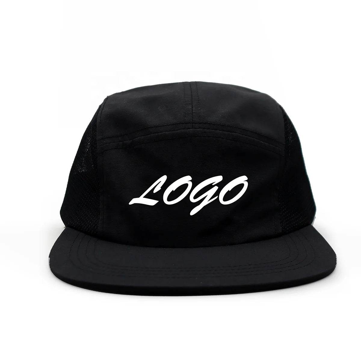 Camp Hat Custom logo 5 Pane Cap Reddit Mesh Running Cap Flat Brim Bill  Gorras Nylon Mesh for Adult Unisex Truck Cap