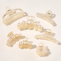 Korea Transparent Pearl Claw Clips for Girl Acrylic Hollow Large Shark Hair Claw Wholesale Hair Claw Clip for Thick Hair