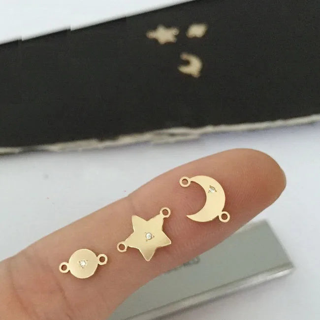 14K Gold Filled Jewelry Charm with Zircon Initial Pendant for Bracelet Necklace Earring Jewelry Making