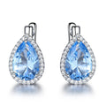 Fashion Nano Sky Blue Topaz Gemstone Clip-on Diamond Earrings Jewelry Women Earrings
