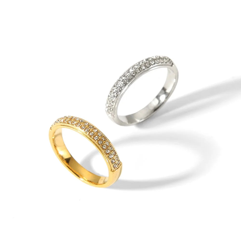 Nabest 18k Gold Plated Cubic Zircon Stainless Steel Women Men Ring Waterproof Couple Ring for Lovers Hypoallergenic