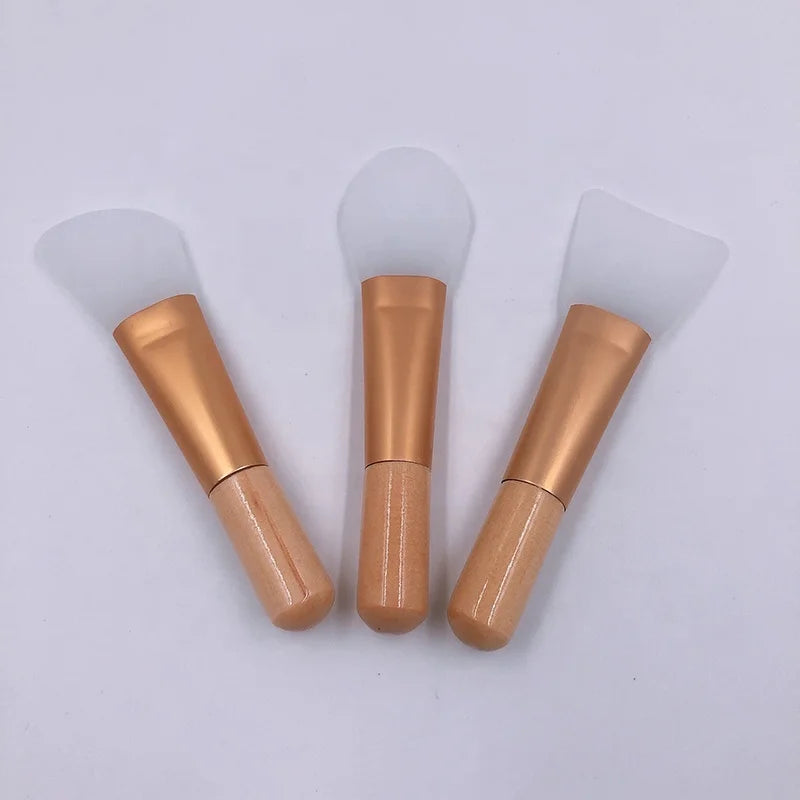 Wooden Handle Soft Silicone Facial Mud Mask Applicator Brush Beauty Tool for Face Application Hairless Makeup Cleaner Tool