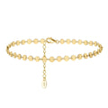 RINNTIN SA25 S925 Sterling Silver Summer Beach Gold Foot Jewelry 4mm Round Plate Chain Anklet for Women