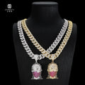 New Arrival 18K Gold Plated Link Chain Hip Hop Style Diamond Zircon Iced out Pendant Necklace for Anniversary Occasions