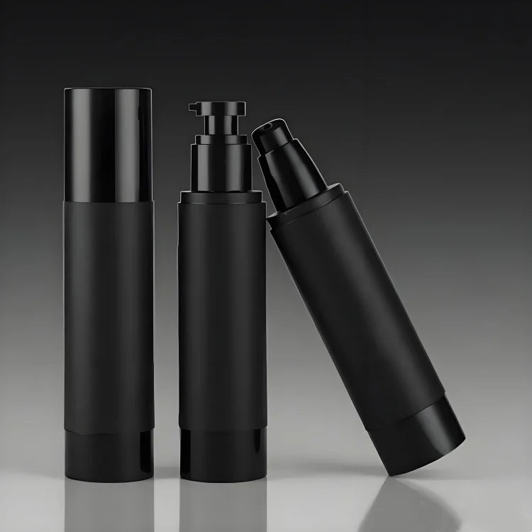 WOGU Empty Matte Black Lotion Serum Pump Bottles 15ml 30ml 50ml 100ml 120ml Skincare Sunscreen Cosmetic Packaging Airless Bottle