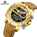 NAVIFORCE 9208 GGLBN Cheap Brand Casual Quartz Watch Steel Mens Wristwatch Leather Digital Waterproof Watch Relojes Hombre OEM
