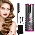 Mini Wireless USB Rechargeable Automatic Hair Curler Multi-Automatic Ceramic Hair Curling Iron LCD Temperature Display PTC