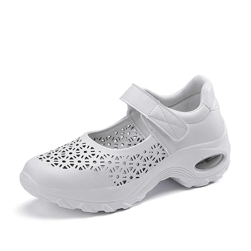 Women's Round Toe Cute Casual Shoes Thick Bottom Increase High Comfortable Ladies Walking Shoes Hollow Breathable Ladies Shoes