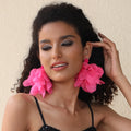 Jewelry Factory Fashion New Arrival Custom Red Fabric Women's Beach Hawaiian Flower Earrings Cute Acrylic Bohemian Earring