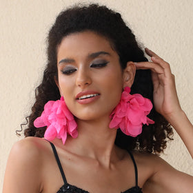 Jewelry Factory Fashion New Arrival Custom Red Fabric Women's Beach Hawaiian Flower Earrings Cute Acrylic Bohemian Earring