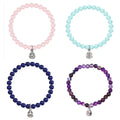 New Design Wholesale Custom Natural Stone Charm Beads Moonstone Amethyst Lapis Lazuli Stone Stretch Bracelet