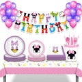 Huancai Cartoon Minnie Party Supplies Paper Plates Cups Napkins Disposable Tableware Set for Kids Girls Birthday Party Supplies