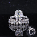 Starsgem Luxury Wedding Ring Set Oval Cut DEF Moissanite Stone 9k Wedding Rings Couple Set