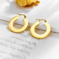 Simple Fashion Non Tanrnish 18k Gold Plated Stainless Steel Round Huggie Earrings for Women