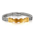 Stainless Steel 18k Gold Plated Personalized Hip Hop Irregular Geometric Two Stone Waterproof Bracelet YF6007