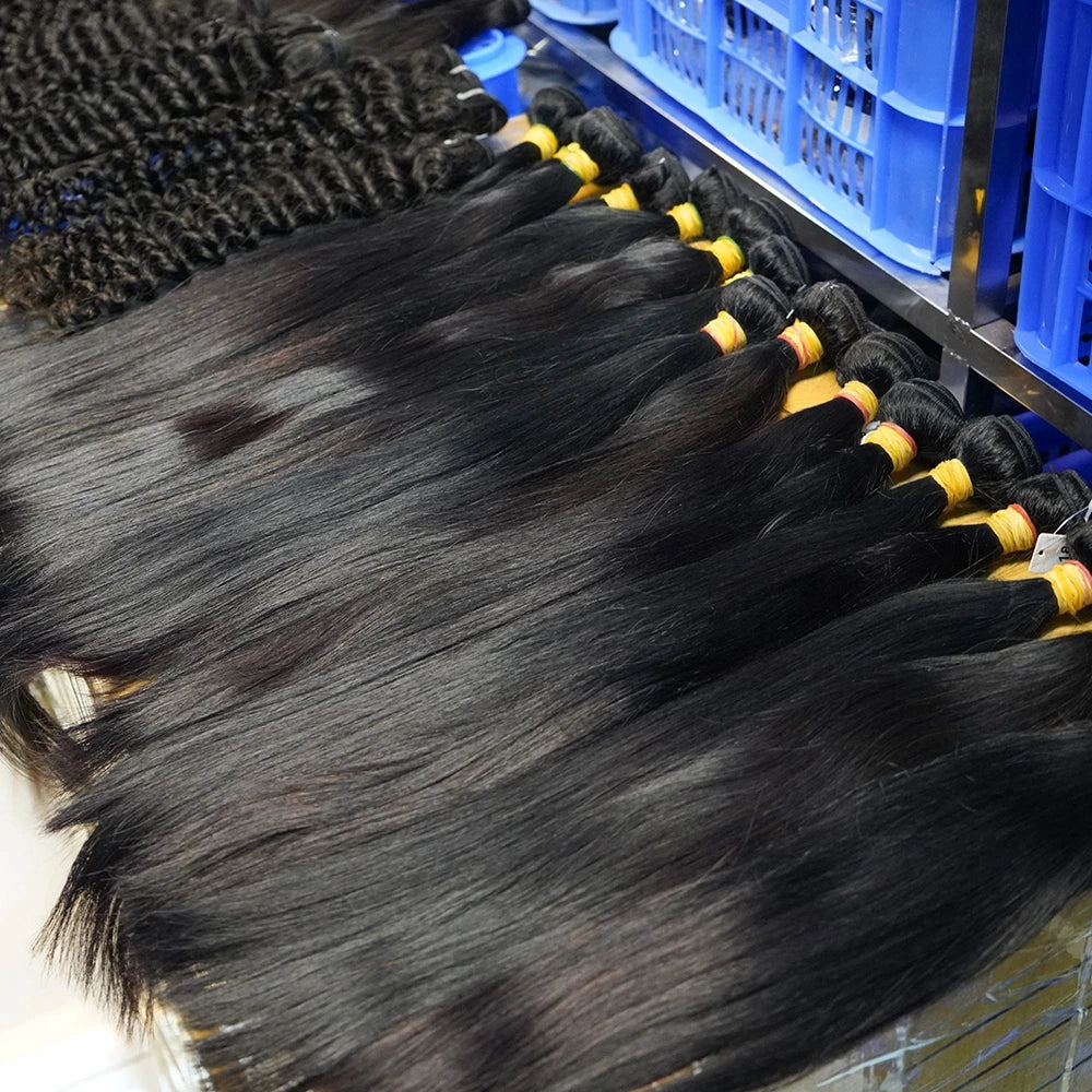 40 Inch Raw Indian Straight Hair Weave Extensions Raw Peruvian 100% Human Hair Weft Super Long Indian Bulk Braiding Human Hair