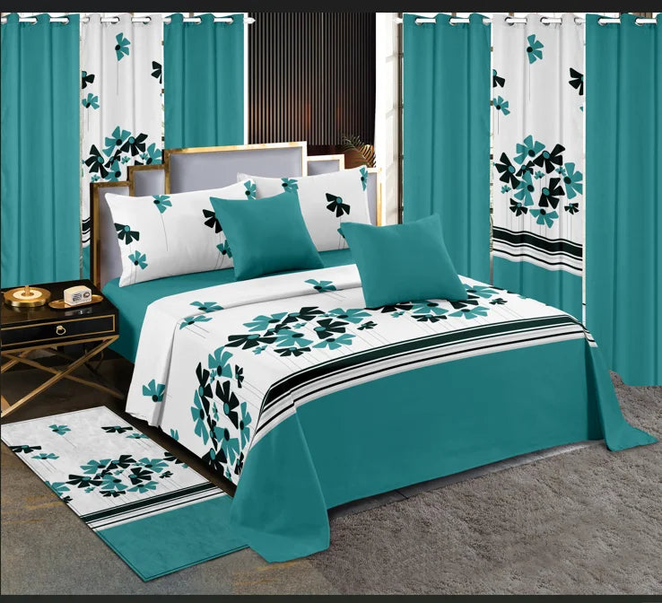 Hot Sale 13pc Bedding Set with Curtains Wholesale Customized king Size Printed Bed Sheet Set in Stock LILIANNA Brand