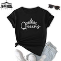 Wholesale Casual Loose Fit Queen Solid Letter Logo Graphic T-Shirts Women Breathable Cotton Crew Neck Eco-Friendly Anti-Pilling