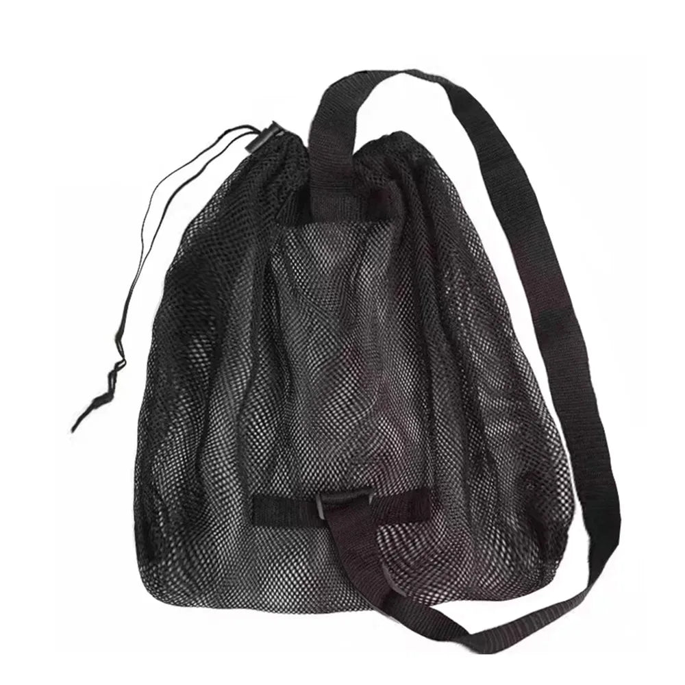 Multipurpose Nylon Mesh Crossbody Drawstring Shoulder Tote Bag for Outdoor Fitness Shopping Basketball Portable Storage Pouch