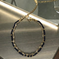 Double Layer Crystal Beaded Bracelet with Stainless Steel Lip Chain Fashion Jewelry Bangle