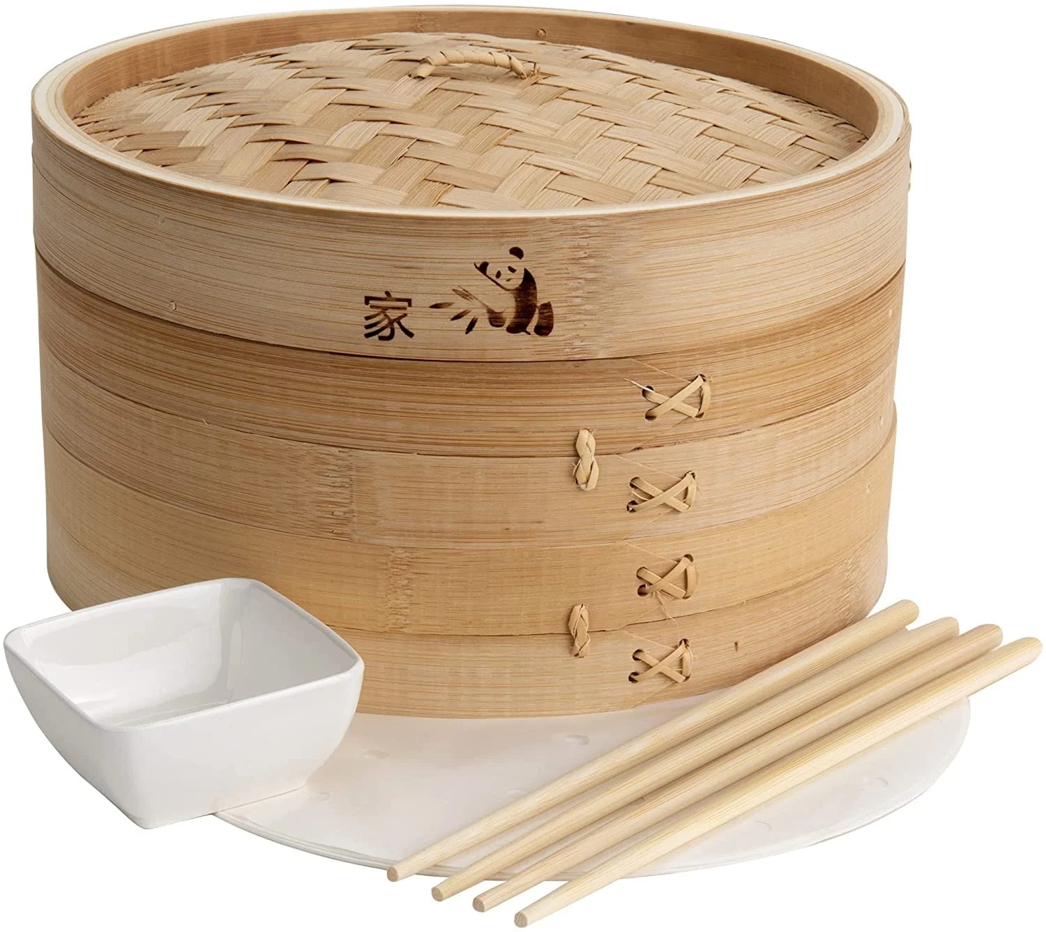 Big Small Size square Mini Dim Sum Food Rice Bamboo Steamer Basket Kit Set Favors 3 6 8 10 12 14 Inch