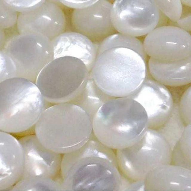 Flat Back White Mop Round Shell Cabochons for Jewelry Making