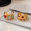 Premium Brass with Gold-Plated Enamel Acrylic Gemstone Open Ring Custom-Made Ladies' Jewelry