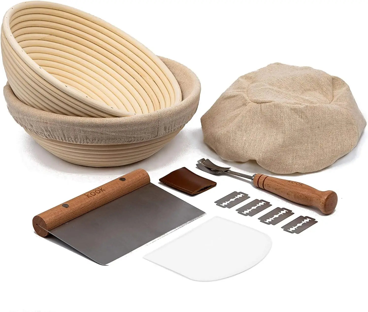 HOT Natural Rattan Bread Proofing Basket Reusable Sourdough Starter Kit Sourdough Bread Baking Supplies Starter Kit