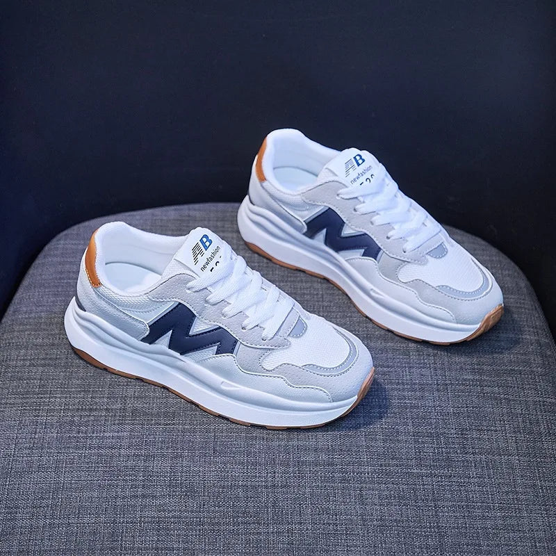 Women's Round Head Fashion Thick Bottom Shoes Increase High Anti-slip Ladies' Casual Shoes Simple Breathable Ladies Sports Shoes
