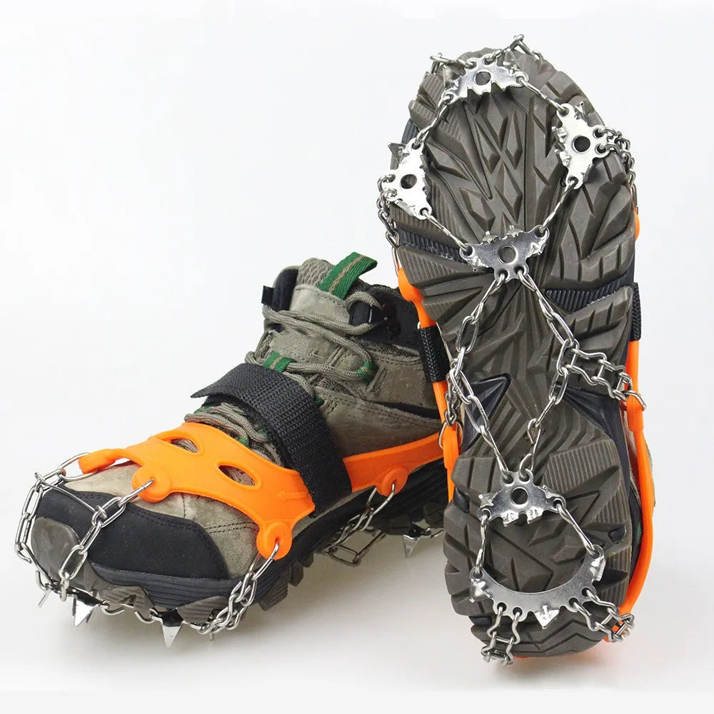 Anti Slip 19/23-Teeth Ice Shoes Spike Grip Chain Climbing Mountaineering Crampons Hiking Winter Ice Fishing Crampons Cleats