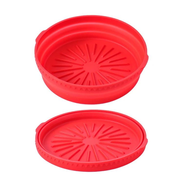 NEW Arrival 8 Inch Food Grade Air Fryer Liners Collapsible Silicone Pot/bakeware ROUND Baking Basket Recycle Kitchen Accessories