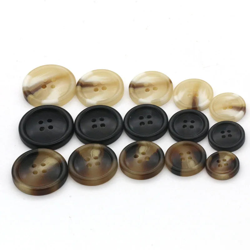 Sustainable Four-Hole Resin Pattern Sewing Buttons for Coffee-Themed Clothing Flatback Hand-Stitched Suit Garment Storage Box