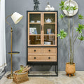 INNOVA Home Metal Wood Accent Farmhouse Buffet Sideboard Storage Cabinet for Kitchen Living Room & Hotel