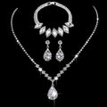 Full Diamond Zircon Exquisite Jewelry Set Stylish Elegant High Sense Bridal Necklace Earrings Accessories
