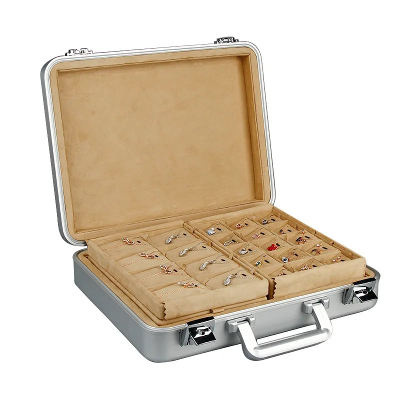 Exhibition Jewelry Organizer Chain Rings Earrings Necklaces Large Travel Case Designer Jewelry Suitcase