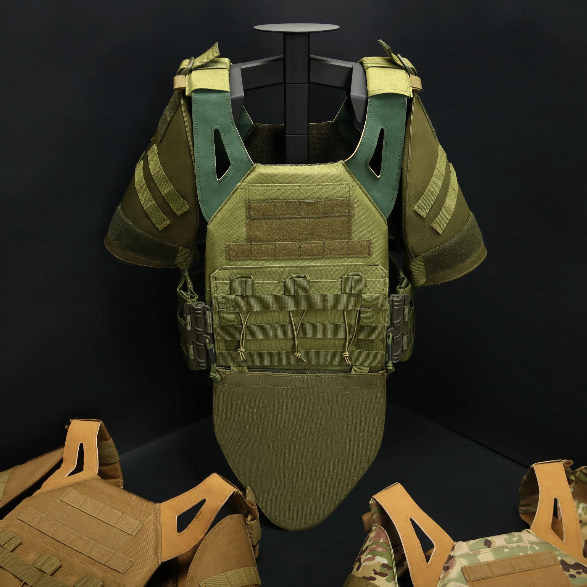 Tactical Armor Vest Adjustable Molle Full Body Protection Set Paintball Training Body Gear Modular Security Vest Plate Carrier