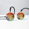 Chakra Stone Resin Necklace Resin Coated Crystal Chips Semi Precious Stone Orgon Polygon Geometric Pendant