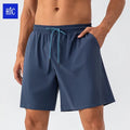 Custom LOGO Blank Wide Leg 165grams 77%Nylon 23%Spandex Drawstring Men's Sport Running Shorts with Pocket