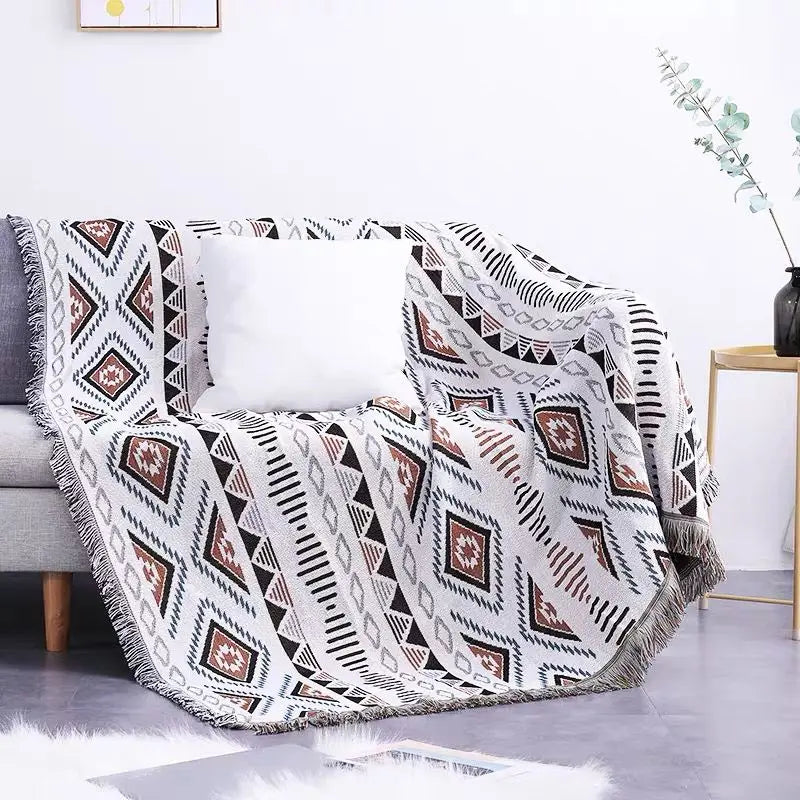 Good Quality 100% Cotton Custom Woven Blanket Boho Throw Letter Blanket Custom Logo Blanket