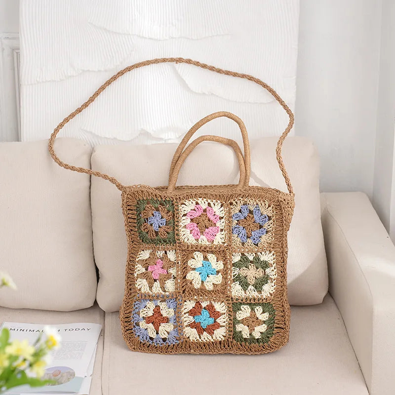Women Handbags Ladies Fashion Straw Crochet Beach Large Capacity Portable Single Tote Bags Summer