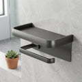 Square aluminum alloy wall-mounted bathroom storage rack without drilling - mobile phone and tissue holder for home bathrooms