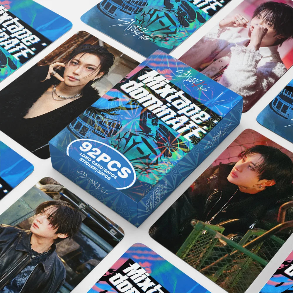 92Pcs/Set KPOP Straykids MIXTAPE: DOMINATE LOMO Cards Stickers Bangchan Hyunjin Felix I.N Photocards DIY Decals Fans Collection MegaBDM