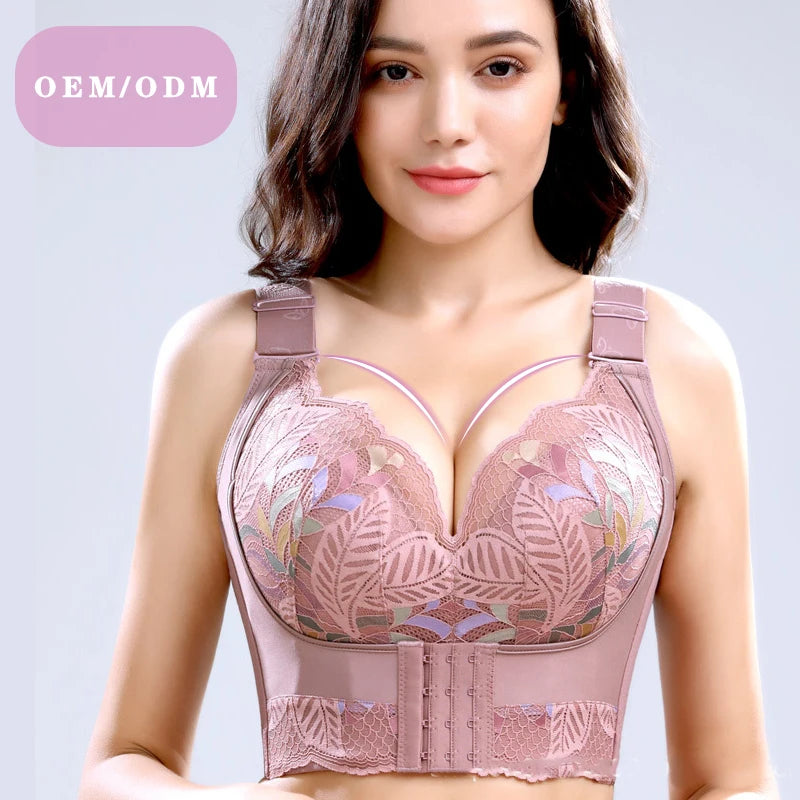 Push up Bras for Women Lace Adjustable Strap Big Cup None Underwire Size Bras for Women'S Underwear C D E Cup Corset Bra