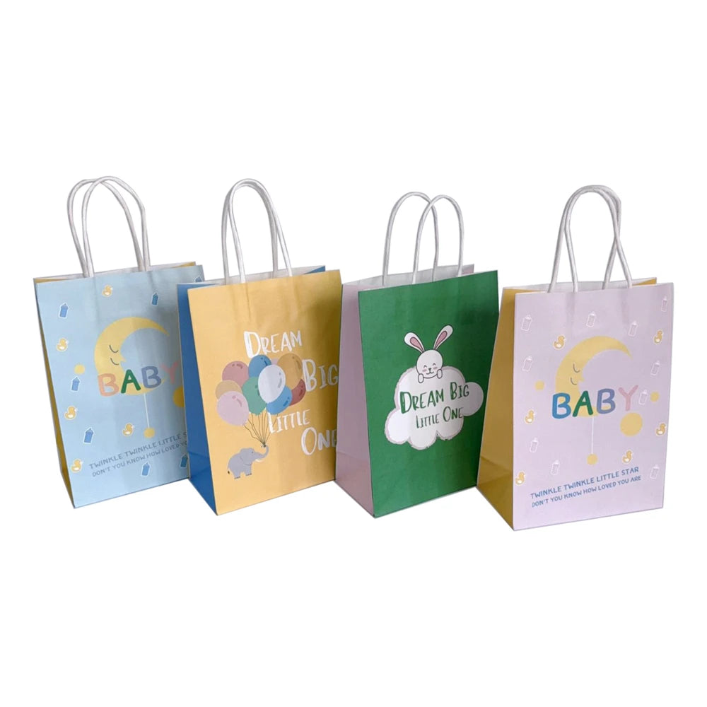 KUAIMA Kids Birthday Party Gift Bags Paper Tote Chocolate Candy Baby Shower Favor Thick Paper Packaging With Handle for Shopping