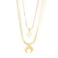ASON Jewelry Wholesale 18k Gold Plated Star Moon Necklace Stainless Steel Double Layer Pendant Necklace for Women