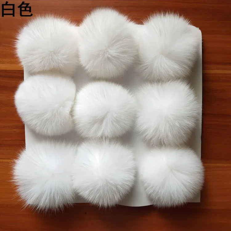 Wholesale Multi-colored Fluffy Puff Balls 9cm fox Fur Loose Balls With Rubber Bands Keychain&bag Pendants