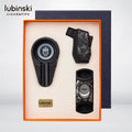 Cigar Torch Lighter Ceramic Ashtray and a Three-in-one Luxurious Gift with a Cigar Cutter