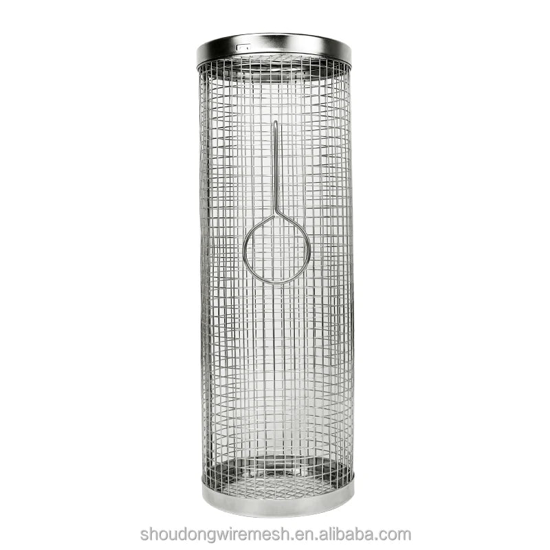 OEM Food Grade 304 Stainless Steel Bbq Accessories Round Grill Grates Rolling Barbecue Basket