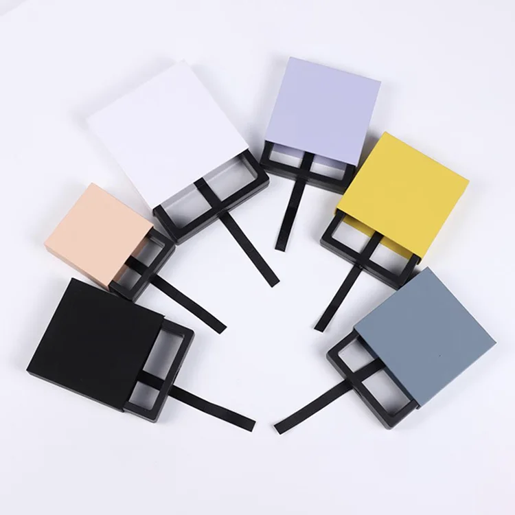 Custom Logo Paper Bracelet Necklace Drawer Jewelry Boxes Slider Jewellery Ring Earring PE Film Suspension Packaging Box