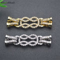 New Design Nickel Free Anti Fading Gold Plated CZ Pave Irregular Shape Fastener Connector Lock Clasps for Pearl Jewelry Making